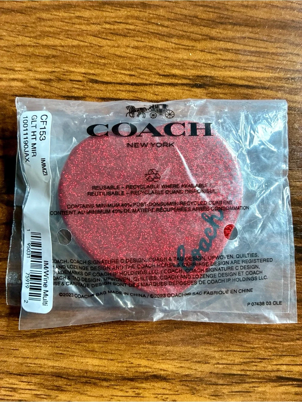 Coach Glitter Heart Mirror
